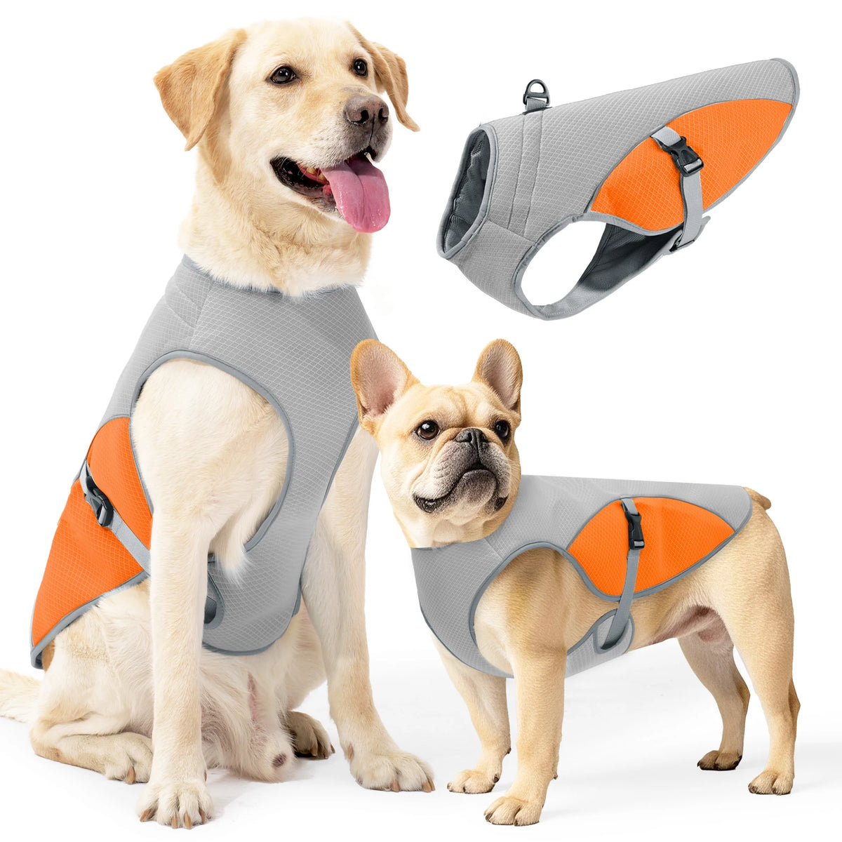 dog cooling vest harness with portable water bottle for summer walks