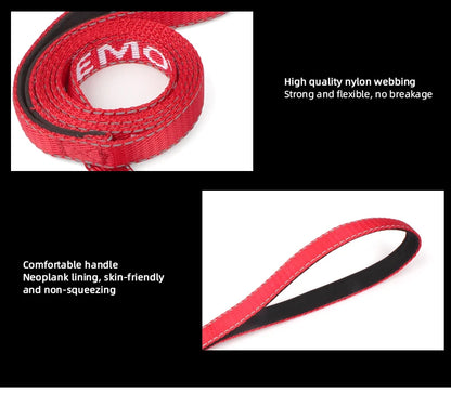 Red Reflective Padded Dog Leash for Outdoor Walking and Running Sport
