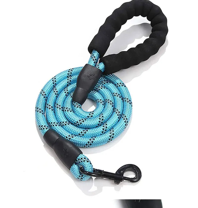 reflective nylon dog leash – padded no-slip handle, adjustable fit