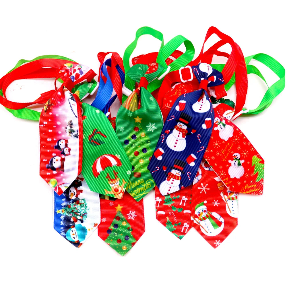 10 pack adjustable christmas dog bow ties and neckties for cats & puppies