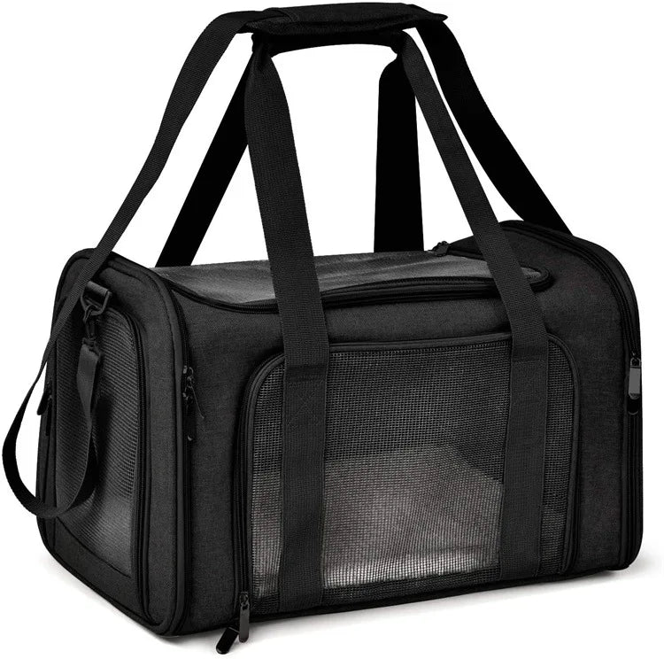 collapsible travel pet carrier for cats & dogs up to 15 lbs