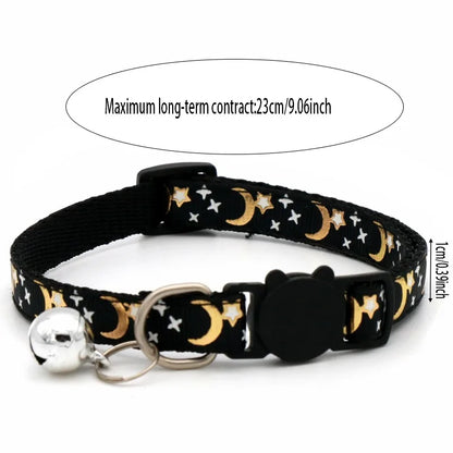 Adjustable Pet Collar with Bell - Colorful Paw Print for Cats & Puppies