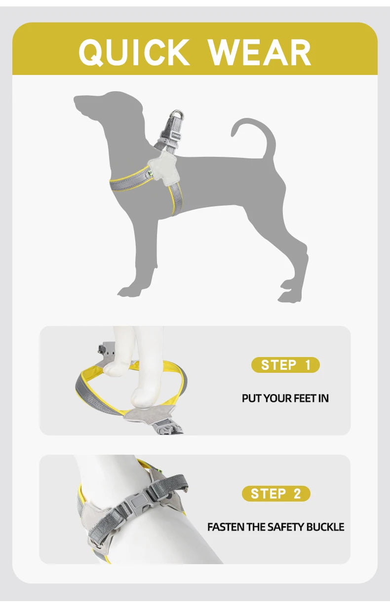 no-pull vest harness for small dogs & cats - reflective, adjustable