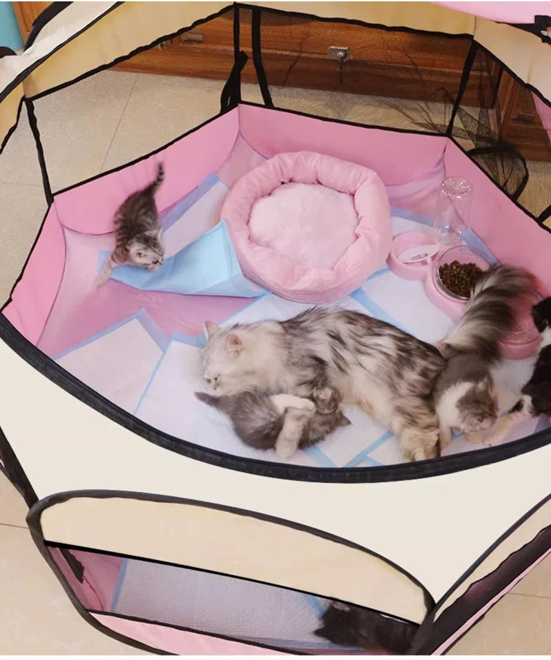 foldable pet tent playpen - octagonal outdoor fence for dogs & cats