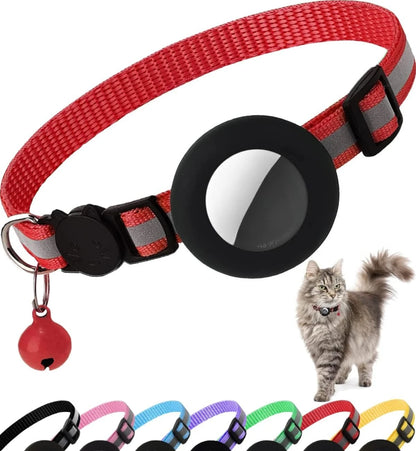 Reflective Cat Collar with Bell - Breakaway AirTag Holder for Cats