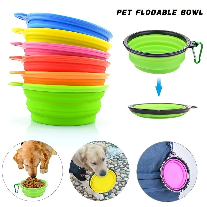 collapsible silicone pet bowl – portable travel food & water bowl