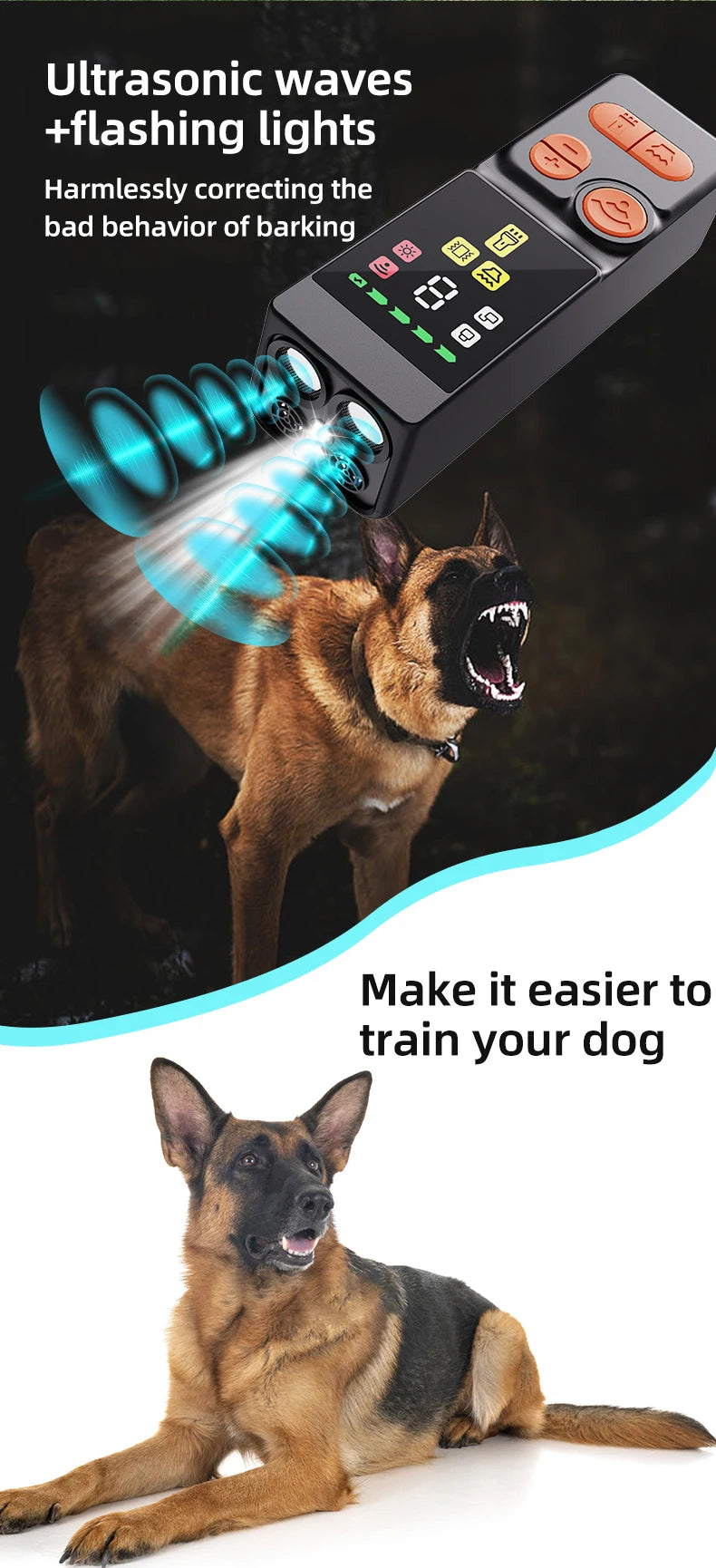 ultrasonic dog repellent & training device, portable type-c charge