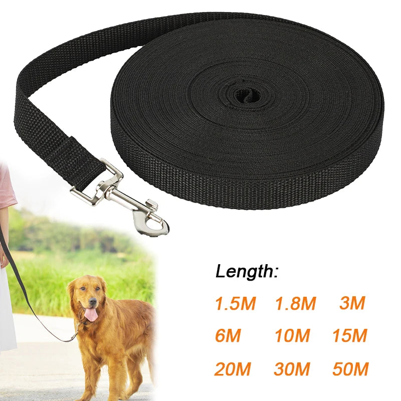 long nylon dog leash - strong lead rope for hiking, walking & travel