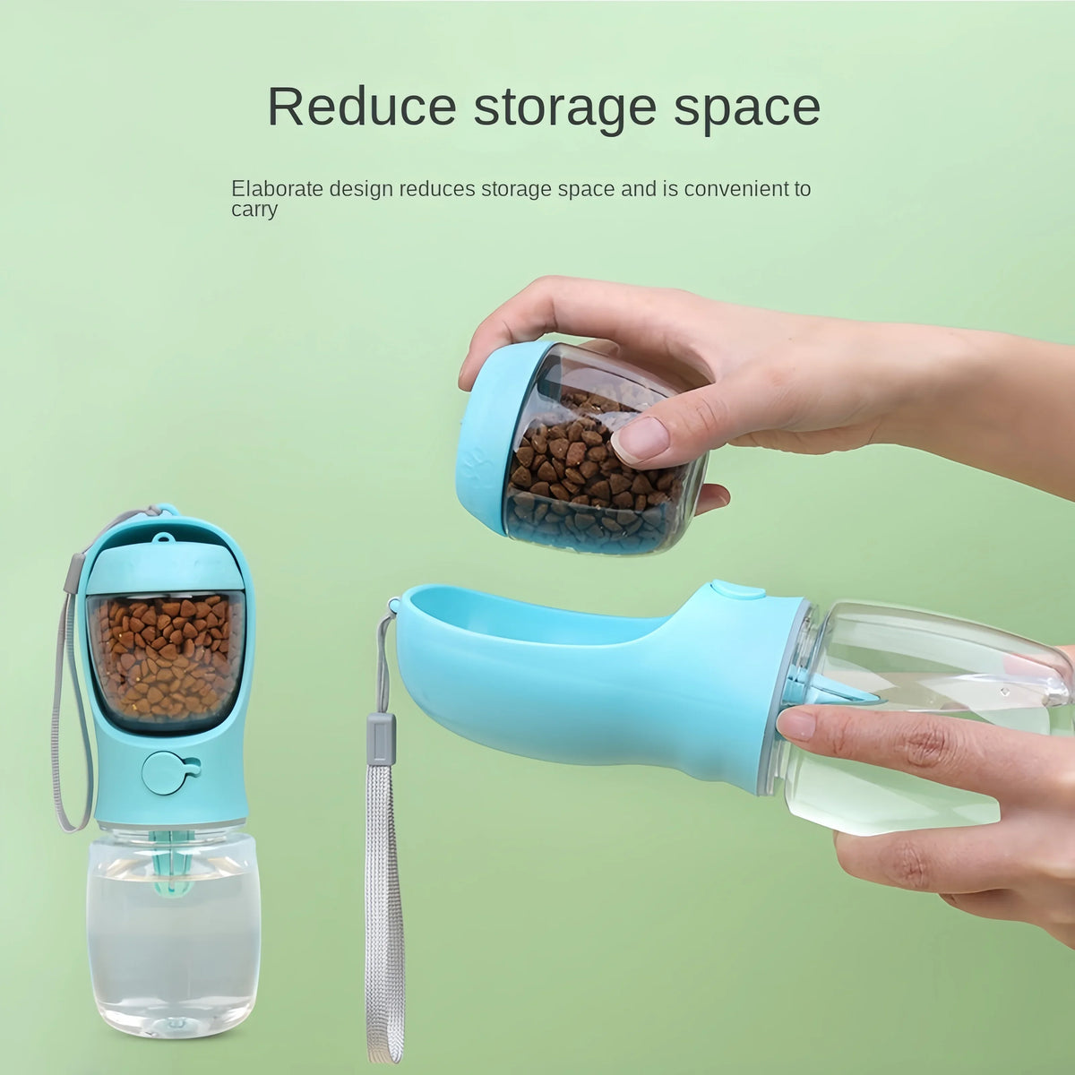 portable pet water bottle with food dispenser – travel cup