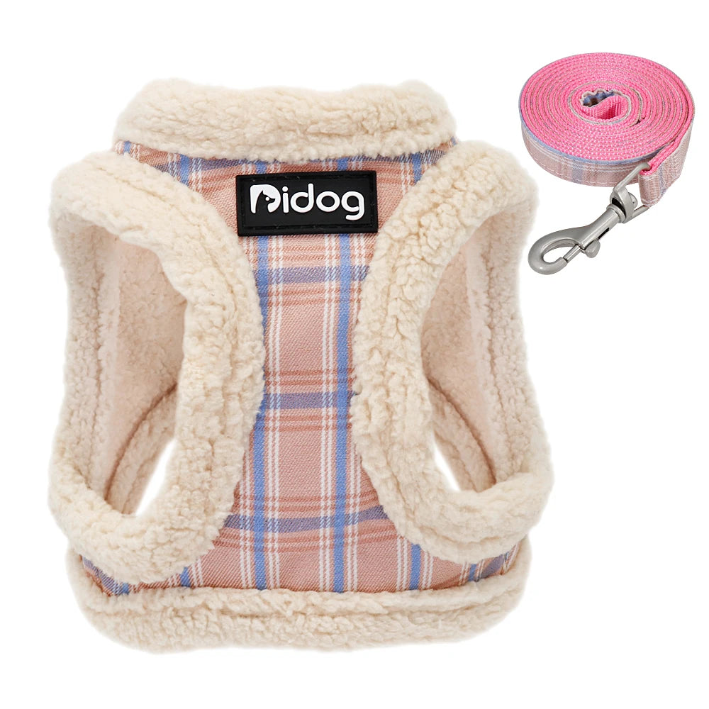 winter warm padded dog harness vest with leash for small dogs