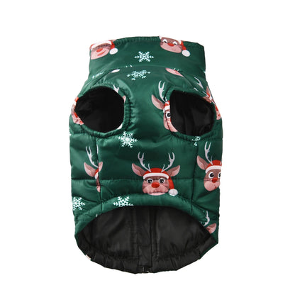 Warm Christmas Dog Jacket with D-Ring for Small and Medium Dogs
