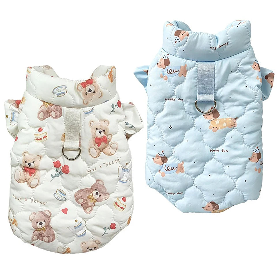 thickened warm dog padded coat - high collar winter jacket for pets