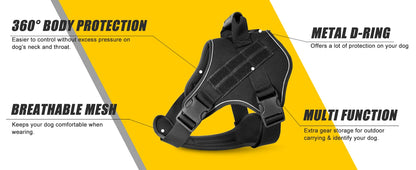 Tactical Training Vest Dog Harness – Reflective Quick-Release Fit