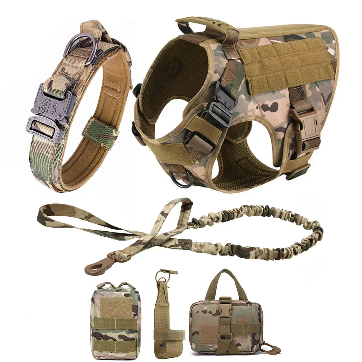tactical dog harness set with molle pouches – training vest
