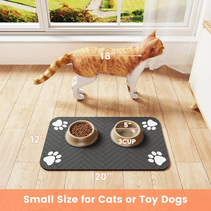 Absorbent Waterproof Pet Feeding Mat with Non-Slip Rubber Backing