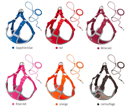 Reflective Adjustable Pet Harness & Leash Set for Small/Medium Dogs