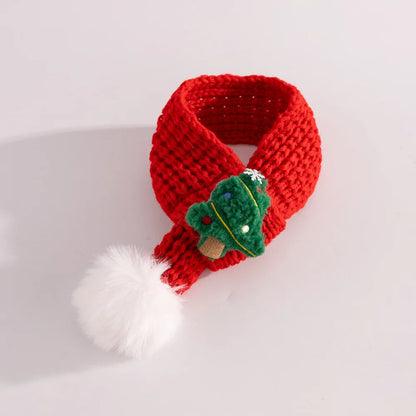 Soft Red Christmas Cat Hat and Scarf with Adjustable Chin Strap