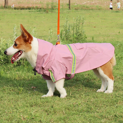 Large Dog Waterproof Hooded Raincoat Reflective Windproof Cloak Style