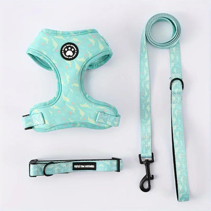 3-in-1 Adjustable Dog Harness and Leed Set with Padded Chest Vest