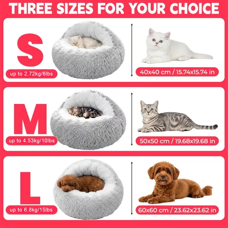 cozy shell-shaped plush cat bed, warm semi-enclosed nest for puppies