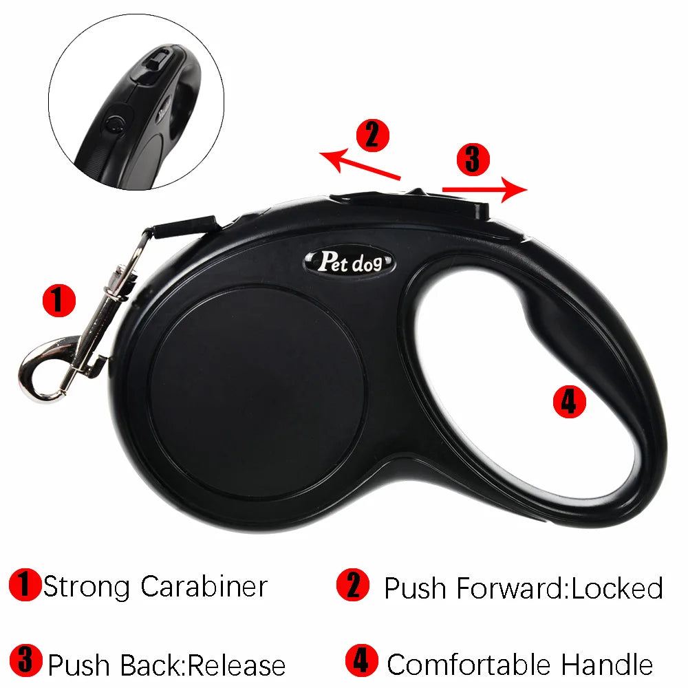 automatic retractable dog leash – extending lead for cats & dogs