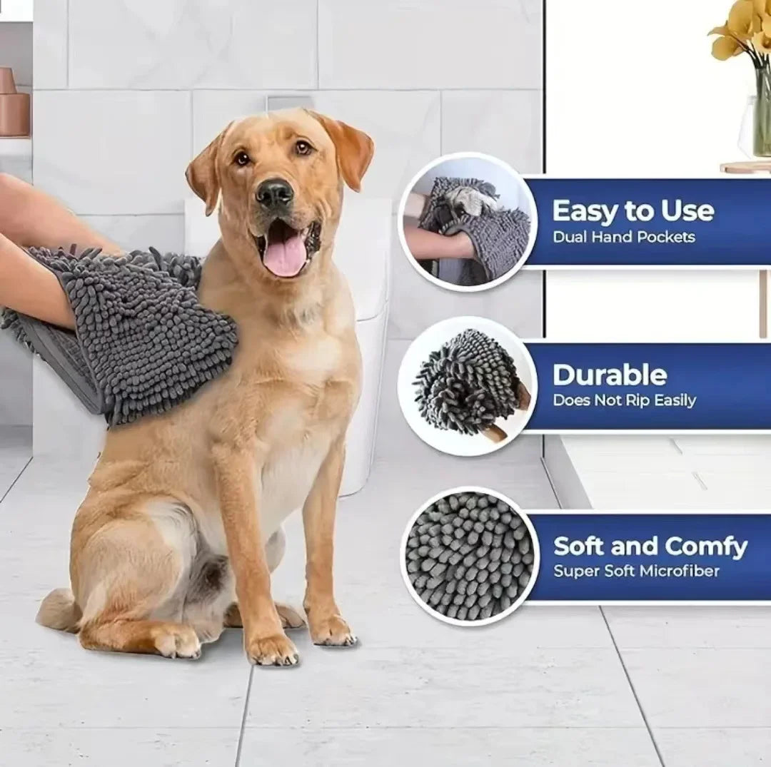 absorbent chenille pet bath towel – soft quick-dry dog & cat towel