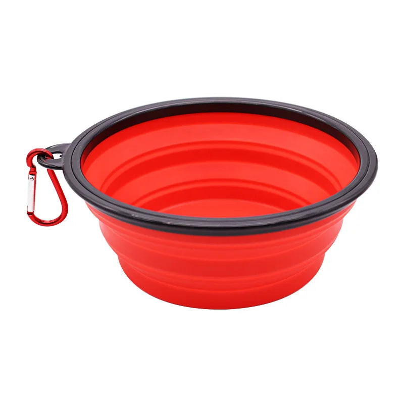 folding silicone dog bowl with carabiner – portable travel feeder