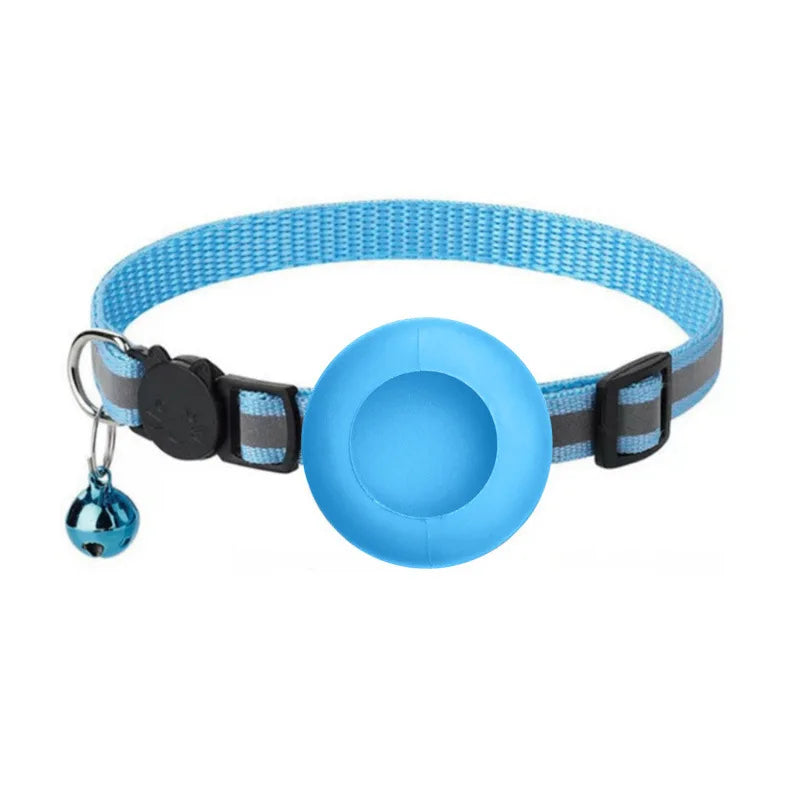 reflective cat collar with bell - breakaway airtag holder for cats