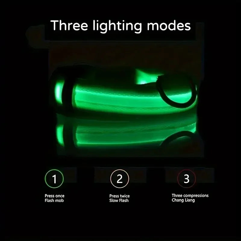 led glow dog collar - battery-powered night walking safety collar