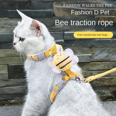Cute Bee Cat Harness & Leash Set – Adjustable Walking Vest