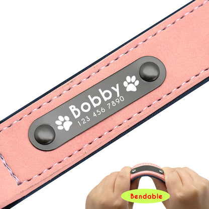 Personalized Leather Dog Collar & Leash Set - Soft, Padded, Durable