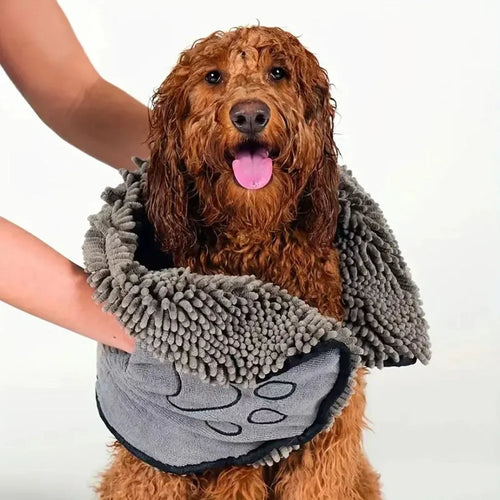 Absorbent Chenille Pet Bath Towel – Soft Quick-Dry Dog & Cat Towel