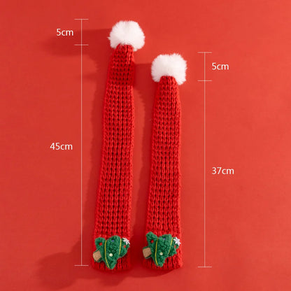 Soft Red Christmas Cat Hat and Scarf with Adjustable Chin Strap