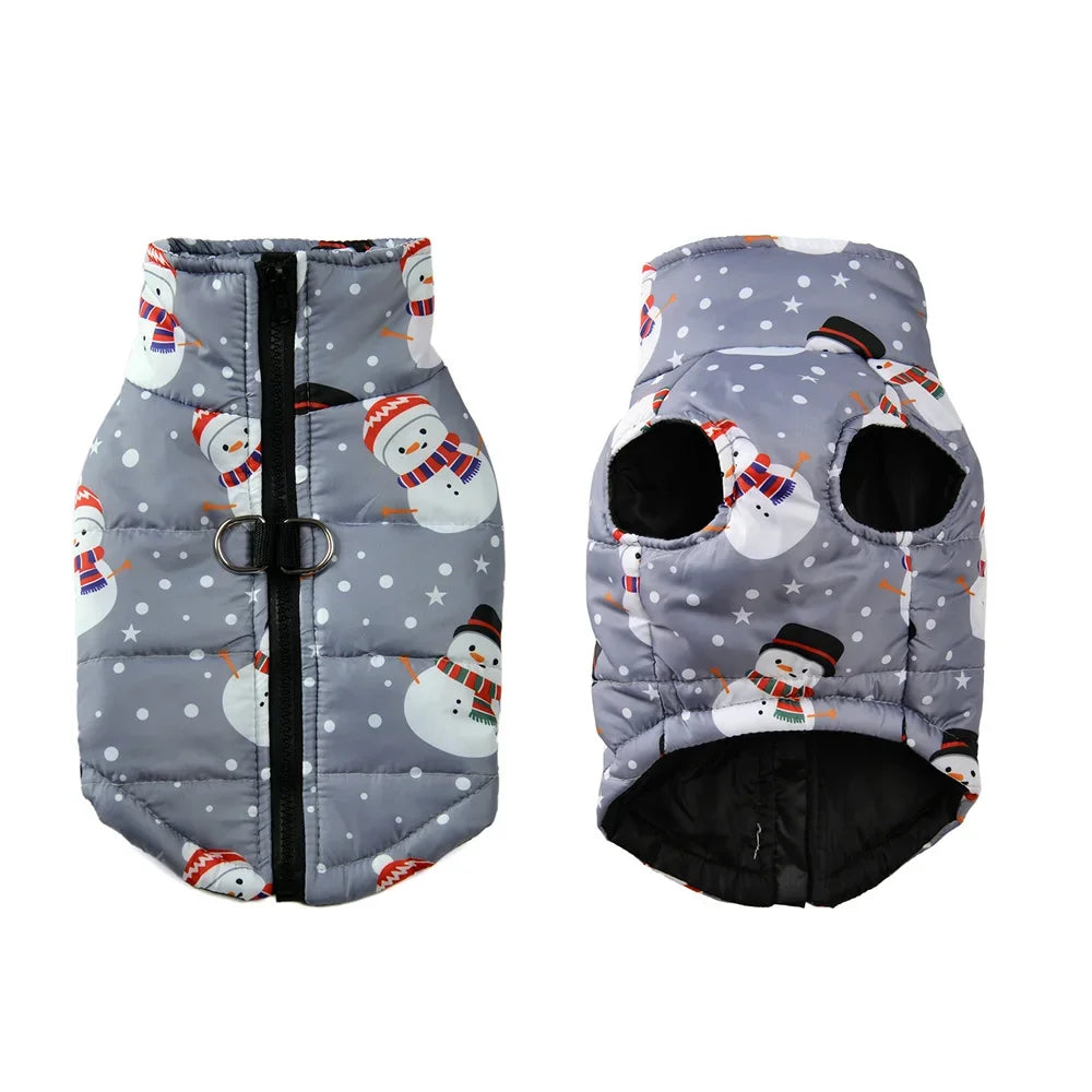 warm christmas dog jacket with d-ring for small and medium dogs