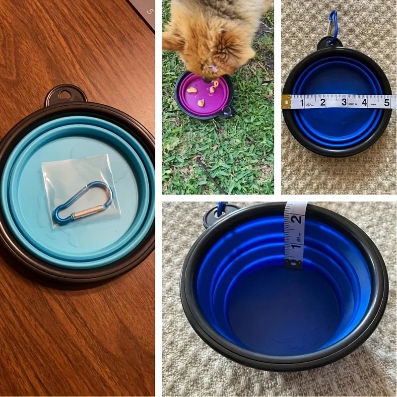 collapsible silicone pet bowl – portable travel food & water bowl