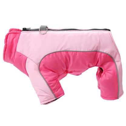 Warm Waterproof Pet Jumpsuit with D-Ring, Reflective Winter Dog & Cat Coat
