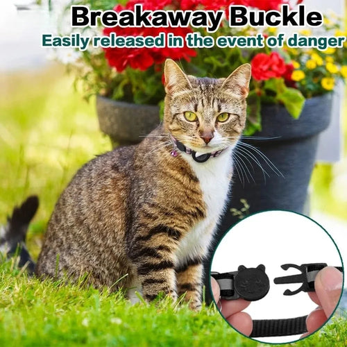 Reflective Cat Collar with Bell - Breakaway AirTag Holder for Cats