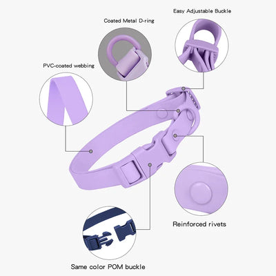 Macaron Colored Waterproof PVC Dog Collar, Adjustable Easy-Clean