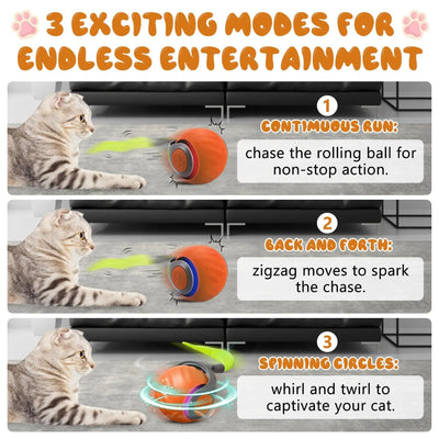 Speedy Tail 2.0 Interactive Cat Ball Toy with Dual-Speed Modes