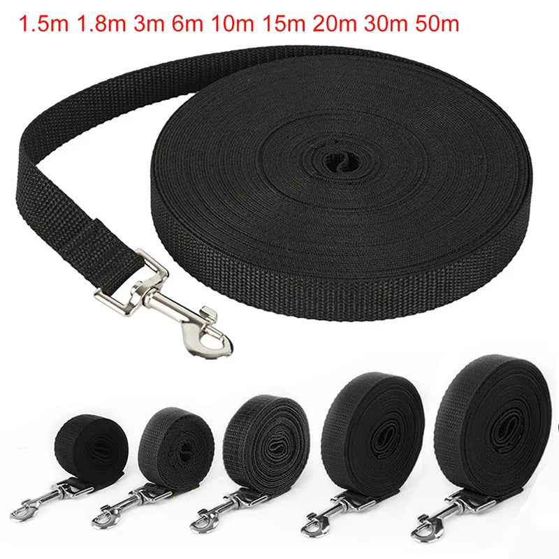 long nylon dog leash - strong lead rope for hiking, walking & travel