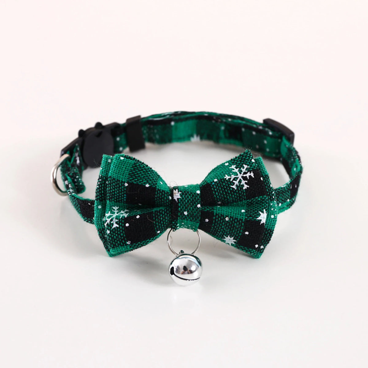 christmas breakaway cat collar with bow tie and bell adjustable plaid