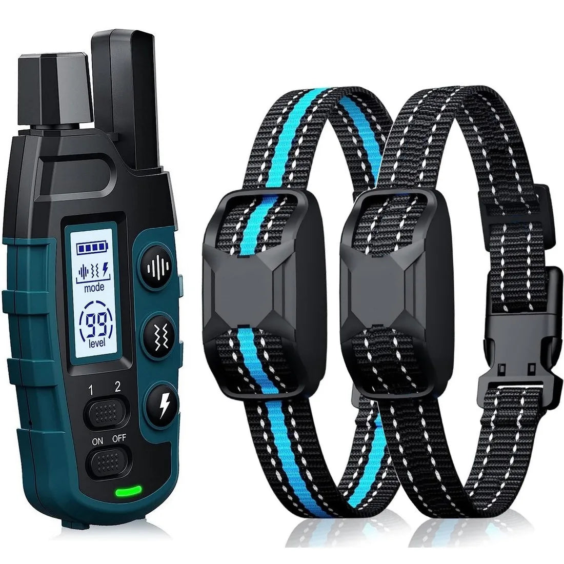1000m emote dog training collar - ip67 waterproof, rechargeable, for 2 dogs
