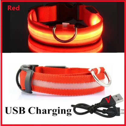 3 Modes Rechargeable LED Dog Collar - Adjustable Night Safety Glow Collar