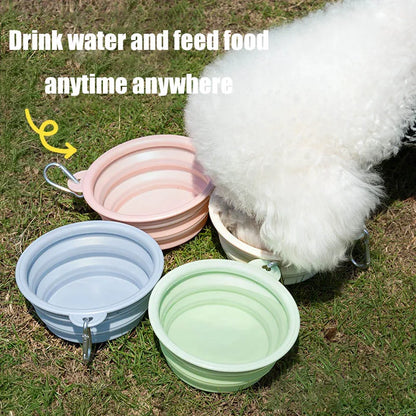 Foldable Silicone Dog & Cat Bowl – Portable Travel Feeding Bowl