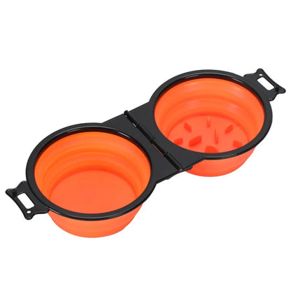 ZHUOJI 2-in-1 Foldable Dual Bowl – Portable Travel Feeding Set