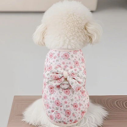 Floral Winter Pet Coat for Puppies and Cats Warm Plush Jacket