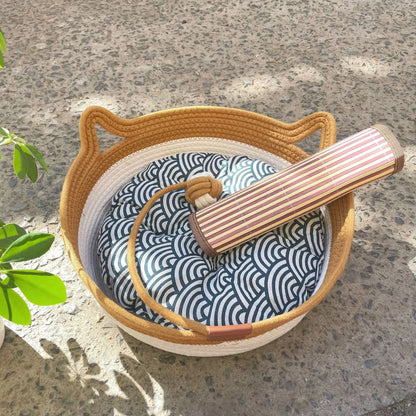 Four Seasons Woven Cat Bed – Breathable Rattan Cat Nest