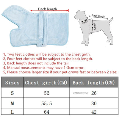 Dog Bathrobe, Absorbent Quick-Drying Wearable Towel for Dogs and Cats