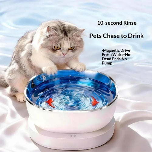 Magnetic Drive Wireless Cat Water Fountain 100 Day Battery Filter-Free