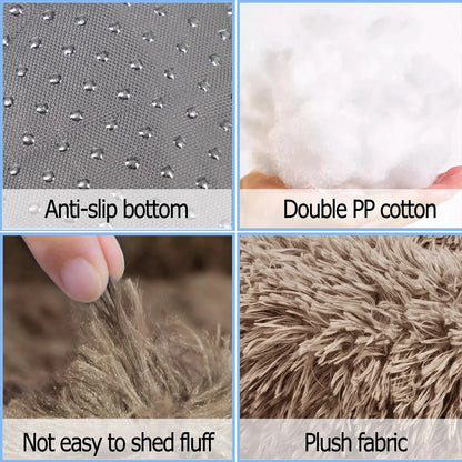 Round Plush Dog Bed, Warm Non-Slip Washable Bed for Dogs & Small Cats